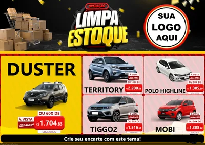 Modelo de Encarte para Encarte A4 Horizontal com o tema Operação Limpa Estoque para Concessionaria de Carros