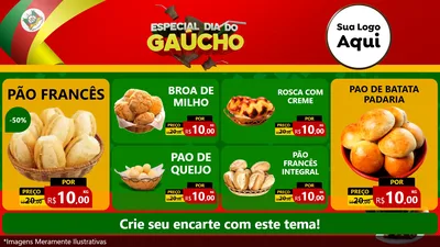 Modelo de TV para TV Horizontal com o tema Especial Dia do Gaúcho para Padaria