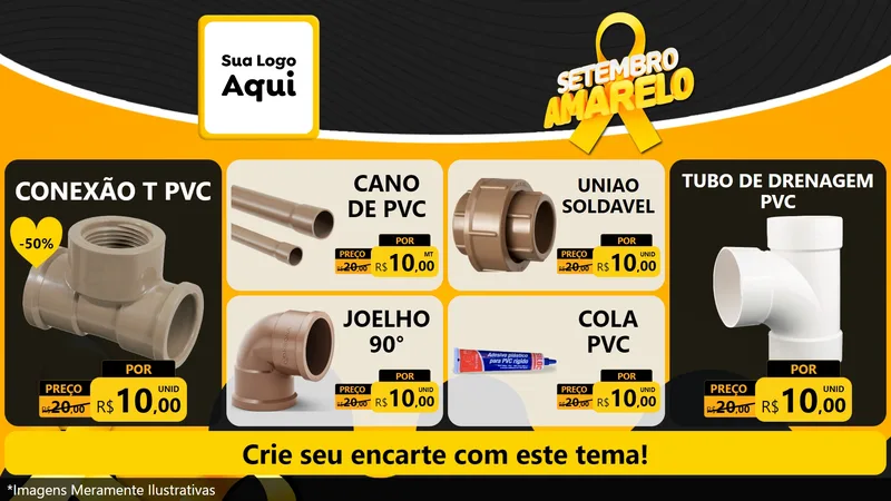 Modelo de TV para TV Horizontal com o tema Setembro Amarelo para Tubos e conexões