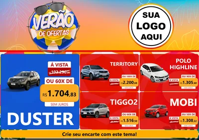 Modelo de Encarte para Encarte A4 Horizontal com o tema Verão de Ofertas para Concessionaria de Carros