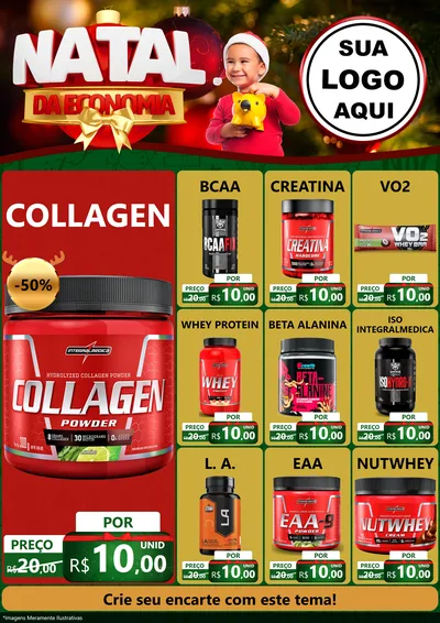 Modelo de Encarte para Encarte A4 Vertical com o tema Natal da Economia para Suplementos alimentares