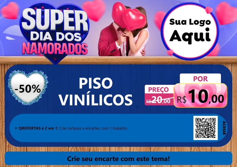 Modelo de Cartaz para Cartaz A4 Horizontal com o tema Super Dia dos Namorados para Material para Construção