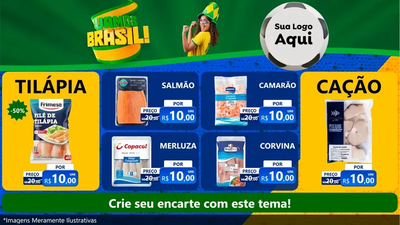 Modelo de TV para TV Horizontal com o tema Vamos Brasil - Copa para Peixaria
