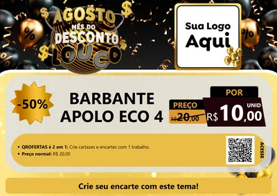Modelo de Cartaz para Cartaz A4 Horizontal com o tema Agosto Mês do Desconto Louco para Armarinho e Aviamentos