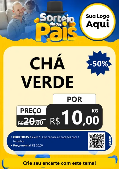 Modelo de Cartaz para Cartaz A4 Vertical com o tema Sorteio Dia Dos Pais para Produtos Naturais