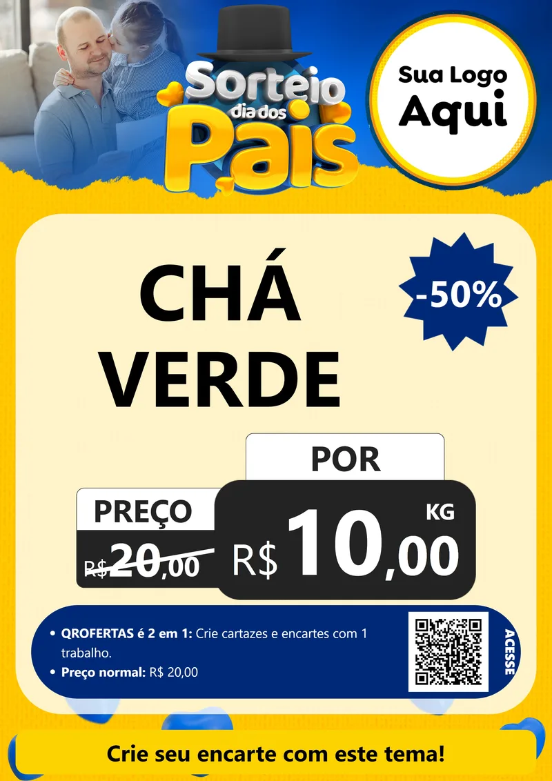Modelo de Cartaz para Cartaz A4 Vertical com o tema Sorteio Dia Dos Pais para Produtos Naturais