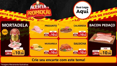Modelo de TV para TV Horizontal com o tema Alerta de Promoção para Frios e Laticínios