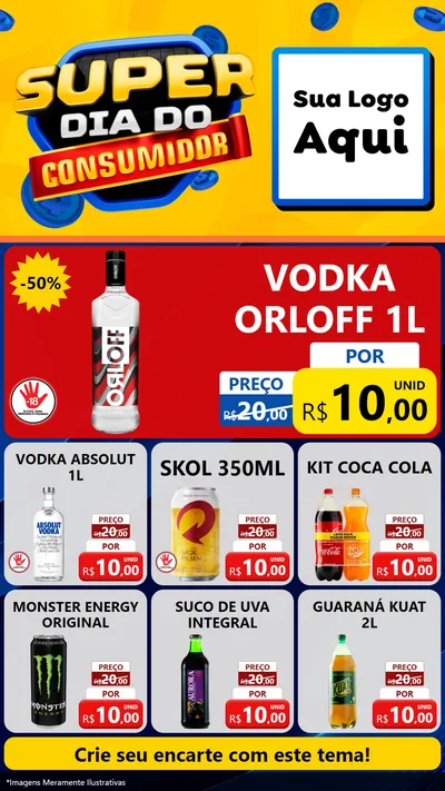 Modelo de Rede Social para Stories com o tema Super Dia do Consumidor para Distribuidora de bebidas