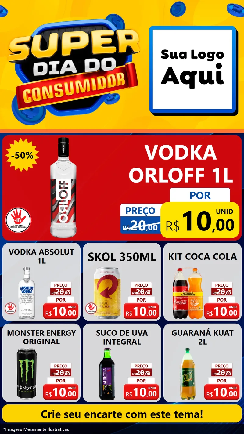 Modelo de Rede Social para Stories com o tema Super Dia do Consumidor para Distribuidora de bebidas