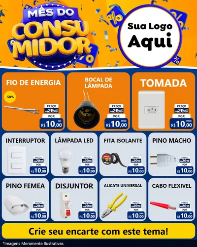 Modelo de Rede Social para Feed Instagram com o tema Mês do Consumidor para Materiais Elétricos
