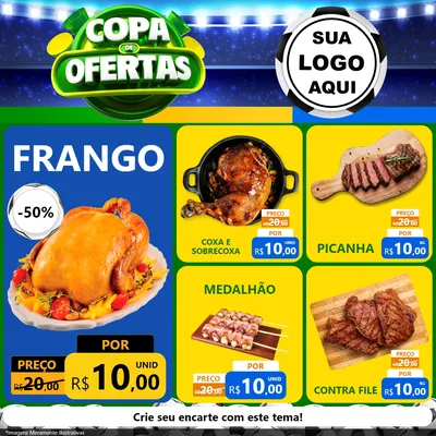 Modelo de Rede Social para Feed Facebook com o tema Copa de Ofertas para Assados