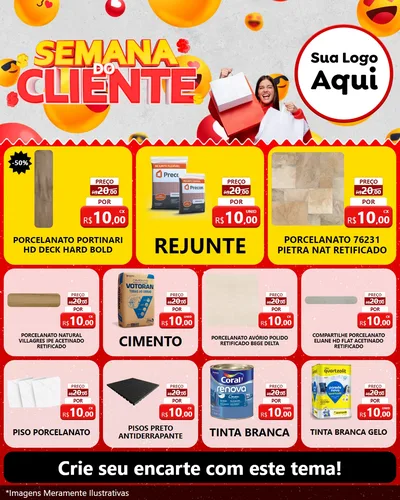 Modelo de Rede Social para Feed Instagram com o tema Semana do Cliente para Pisos e revestimentos