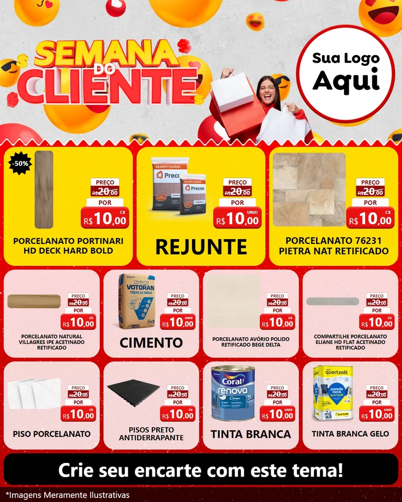 Modelo de Rede Social para Feed Instagram com o tema Semana do Cliente para Pisos e revestimentos