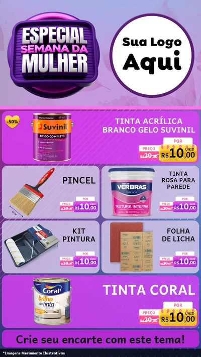 Modelo de TV para TV Vertical com o tema Especial Semana da Mulher para Tintas e Ferramentas