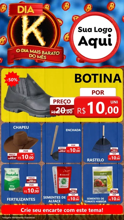 Modelo de Rede Social para Stories com o tema Dia K - O Dia Mais Barato Do Mês para Agropecuária