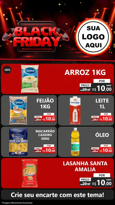 Modelo de TV para TV Vertical com o tema Black Friday para Supermercado