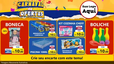 Modelo de TV para TV Horizontal com o tema Carnaval de Ofertas para Brinquedos