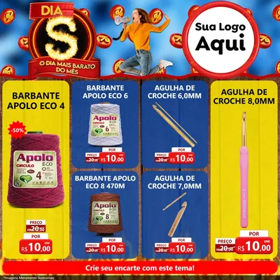 Modelo de Rede Social para Feed Facebook com o tema Dia S - O Dia Mais Barato Do Mês para Armarinho e Aviamentos