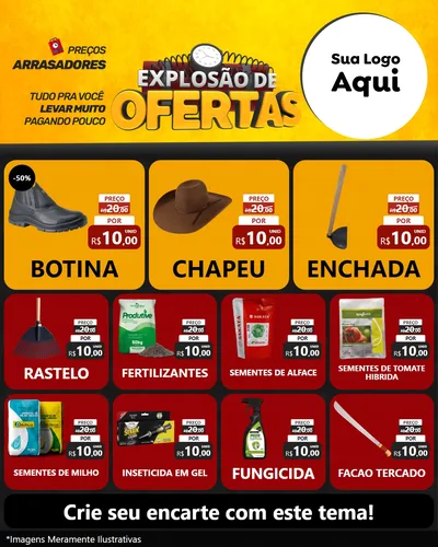 Modelo de Rede Social para Feed Instagram com o tema Explosão de Ofertas para Agropecuária