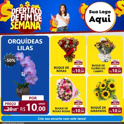 Modelo de Rede Social para Feed Facebook com o tema Ofertaço de Fim de Semana para Floricultura e jardim