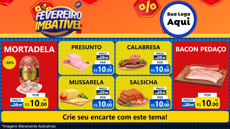 Modelo de TV para TV Horizontal com o tema Fevereiro Imbatível para Frios e Laticínios