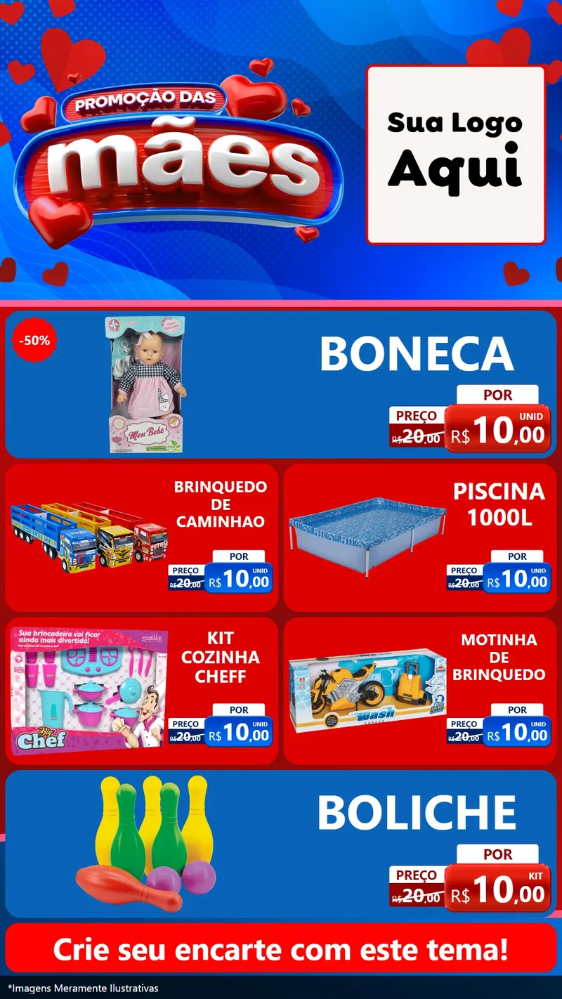Modelo de TV para TV Vertical com o tema Promoção das Mães para Brinquedos
