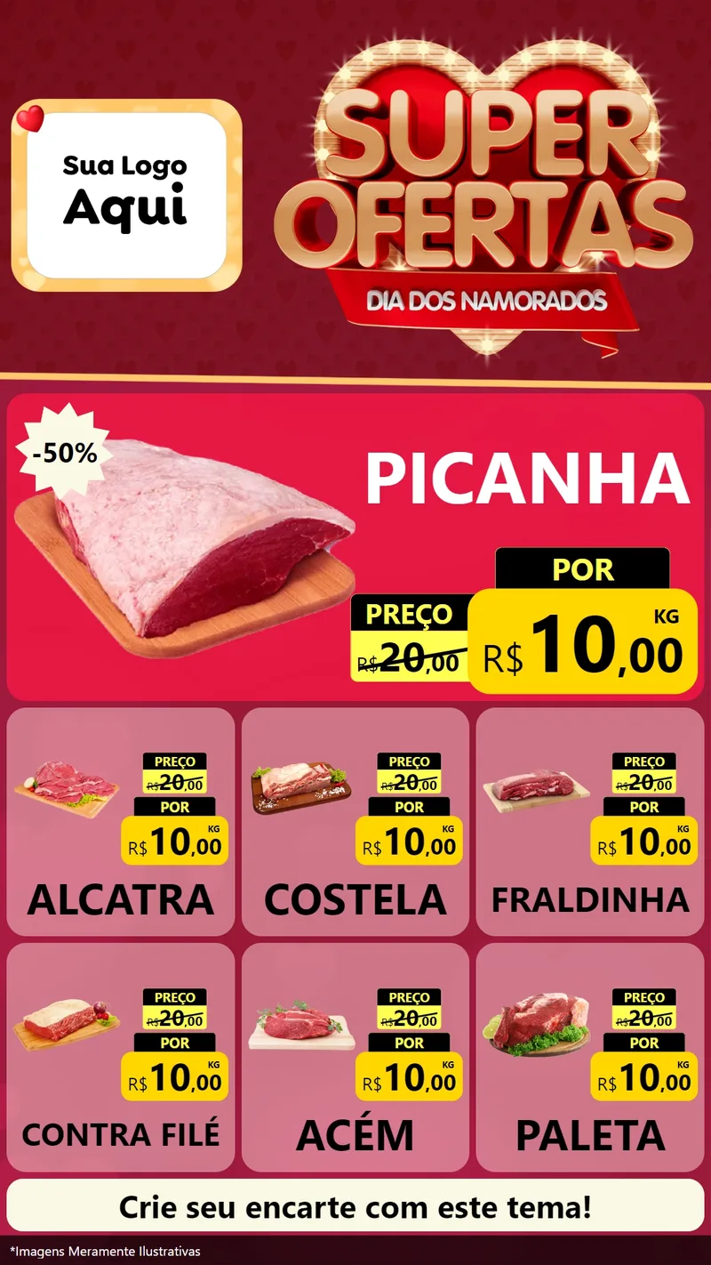 Modelo de Rede Social para Stories com o tema Dia dos Namorados para Açougue