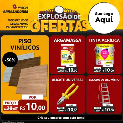 Modelo de Rede Social para Feed Facebook com o tema Explosão de Ofertas para Material para Construção
