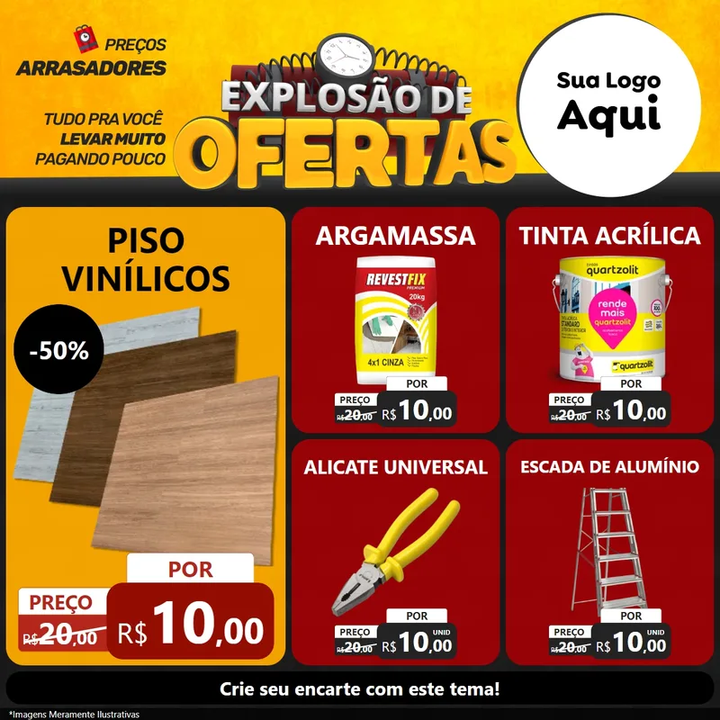 Modelo de Rede Social para Feed Facebook com o tema Explosão de Ofertas para Material para Construção