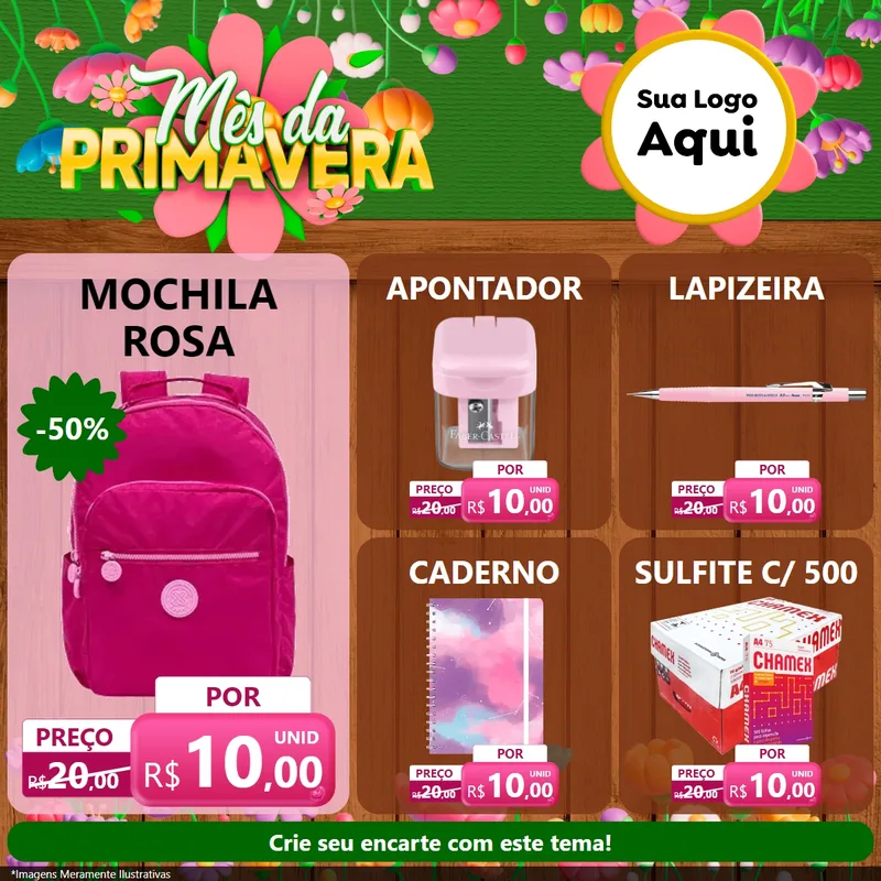 Modelo de Rede Social para Feed Facebook com o tema Mês da Primavera para Papelaria