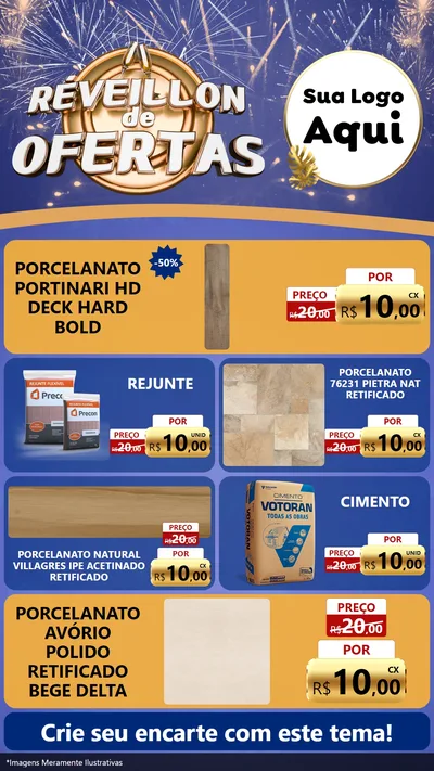 Modelo de TV para TV Vertical com o tema Réveillon de Ofertas para Pisos e revestimentos