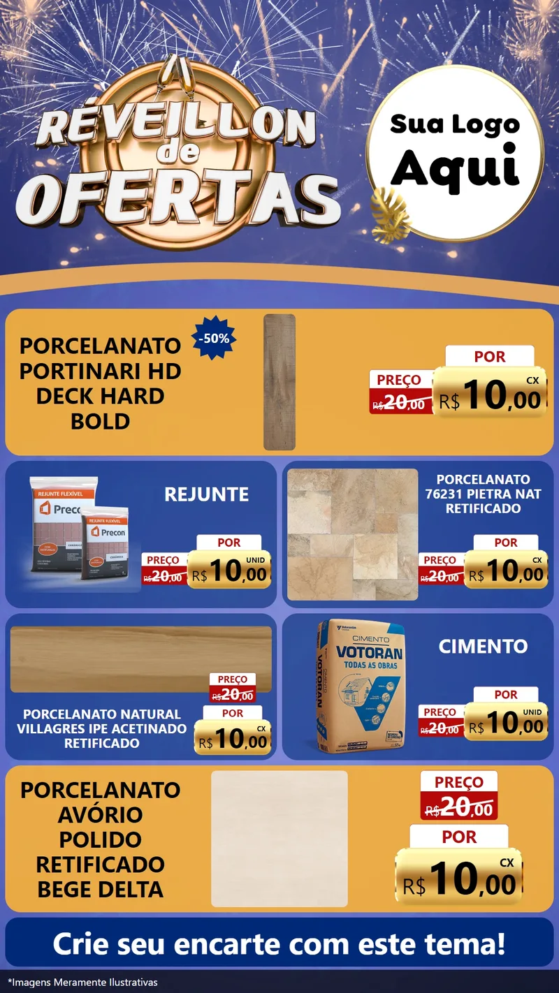 Modelo de TV para TV Vertical com o tema Réveillon de Ofertas para Pisos e revestimentos