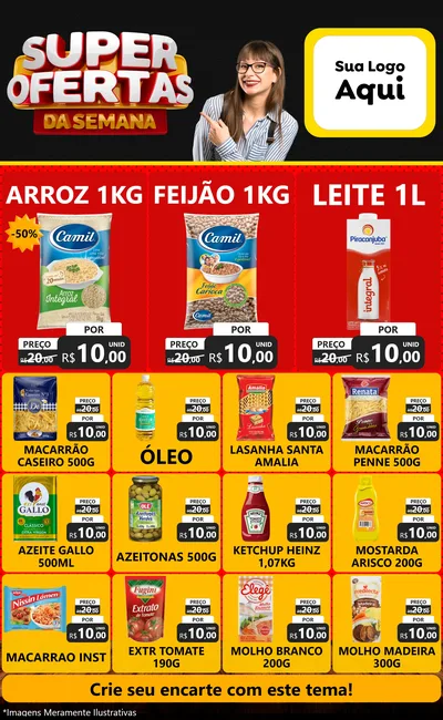 Modelo de Encarte para Encarte Grande com o tema Super Ofertas da Semana para Supermercado