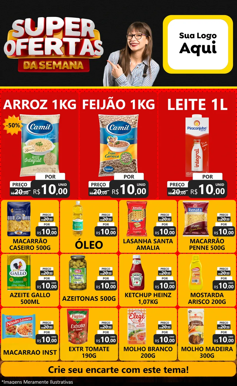 Modelo de Encarte para Encarte Grande com o tema Super Ofertas da Semana para Supermercado