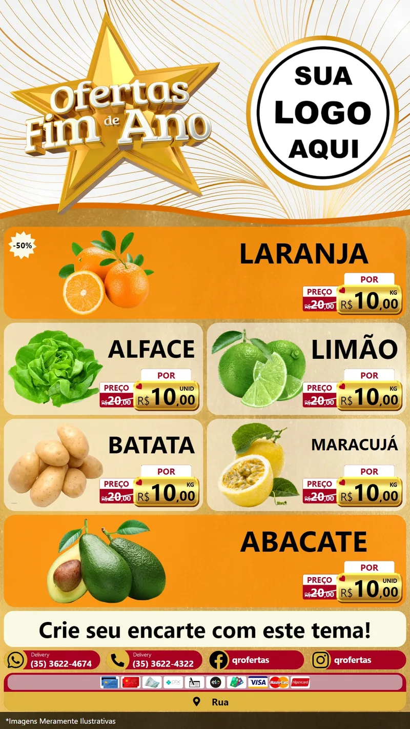 Modelo de TV para TV Vertical com o tema Ofertas Fim de Ano para Hortifrúti