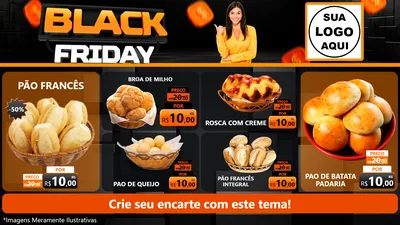 Modelo de TV para TV Horizontal com o tema Black Friday para Padaria
