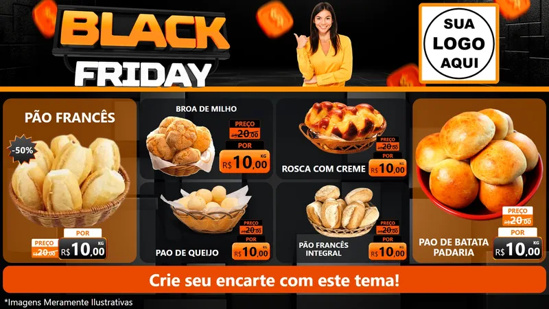 Modelo de TV para TV Horizontal com o tema Black Friday para Padaria