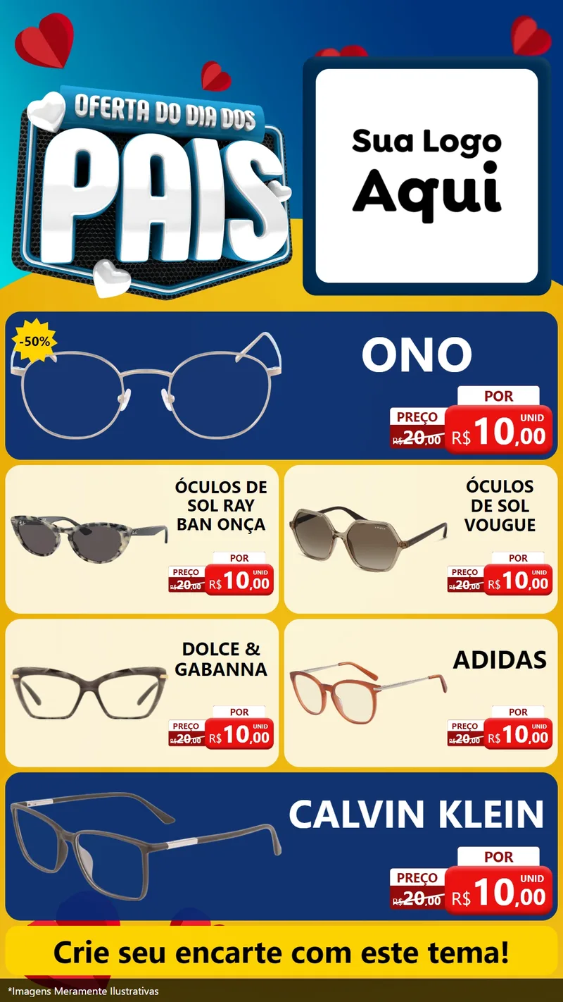 Modelo de TV para TV Vertical com o tema Oferta Do Dia Dos Pais para Óticas