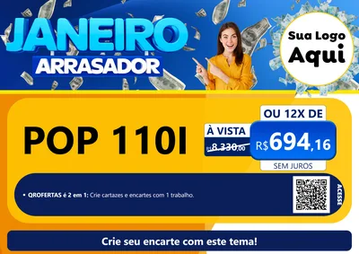 Modelo de Cartaz para Cartaz A4 Horizontal com o tema Janeiro Arrasador para Concessionaria de Motos