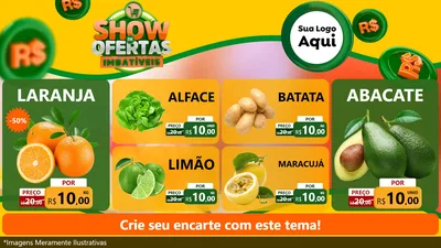 Modelo de TV para TV Horizontal com o tema Show de Ofertas Imbatíveis para Hortifrúti