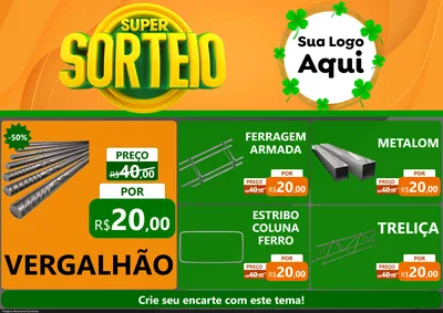 Modelo de Encarte para Encarte A4 Horizontal com o tema Super Sorteio para Ferragens