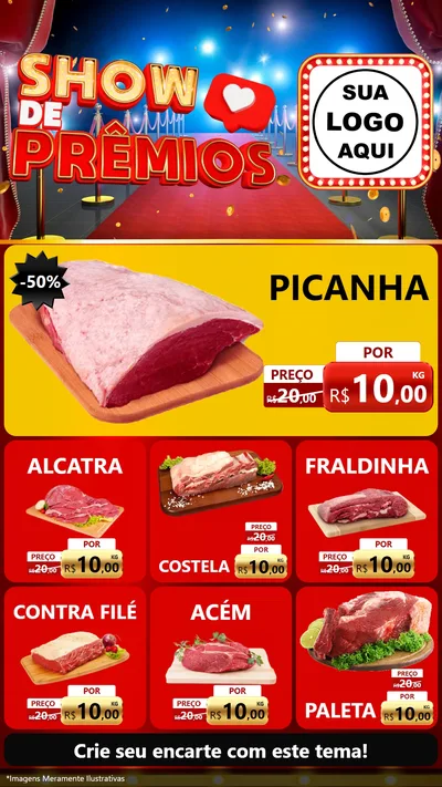 Modelo de Rede Social para Stories com o tema Show de Prêmios para Açougue