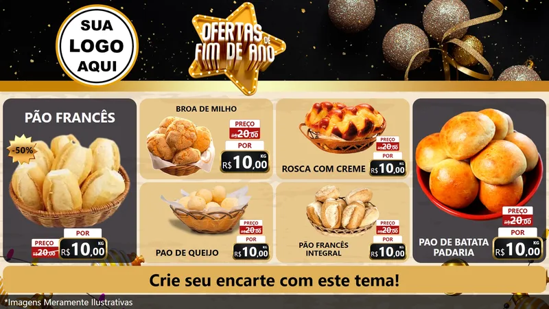 Modelo de TV para TV Horizontal com o tema Ofertas de Fim de Ano para Padaria