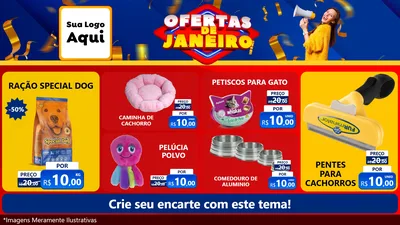 Modelo de TV para TV Horizontal com o tema Ofertas de Janeiro para Pet Shop