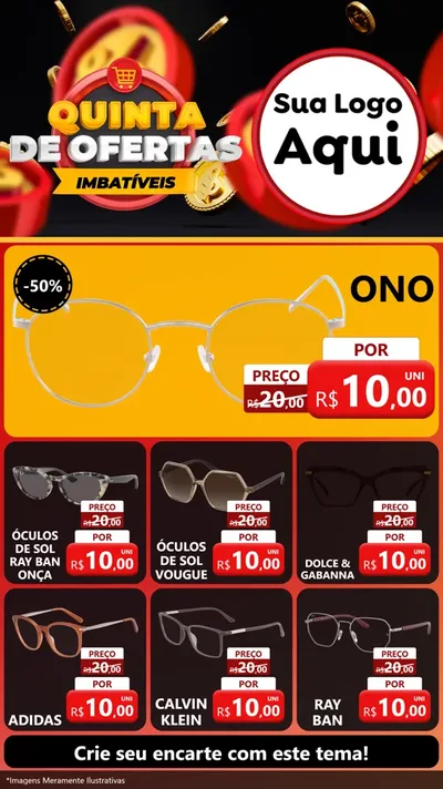 Modelo de Rede Social para Stories com o tema Quinta de Ofertas Imbatíveis para Óticas