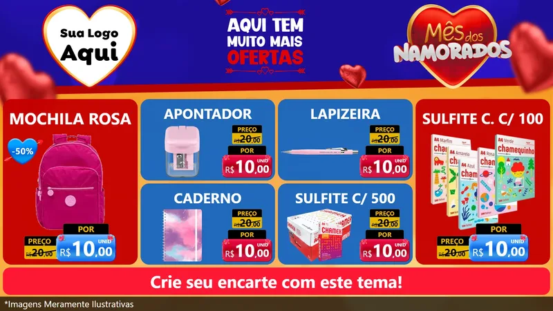 Modelo de TV para TV Horizontal com o tema Mês dos Namorados para Papelaria