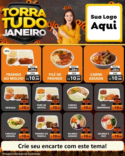 Modelo de Rede Social para Feed Instagram com o tema Torra Tudo Janeiro para Restaurante
