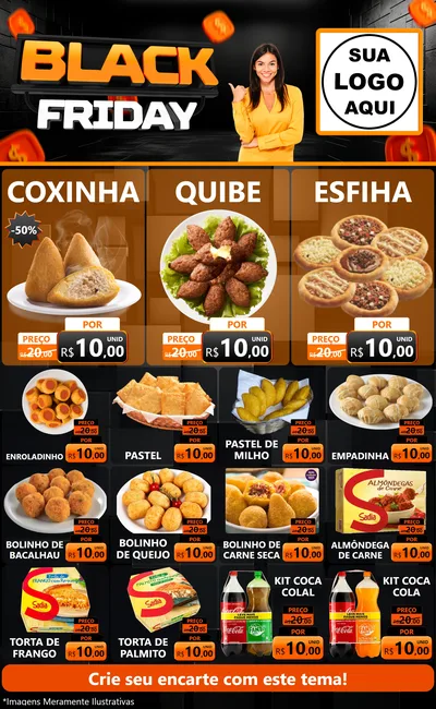 Modelo de Encarte para Encarte Grande com o tema Black Friday para Salgadaria