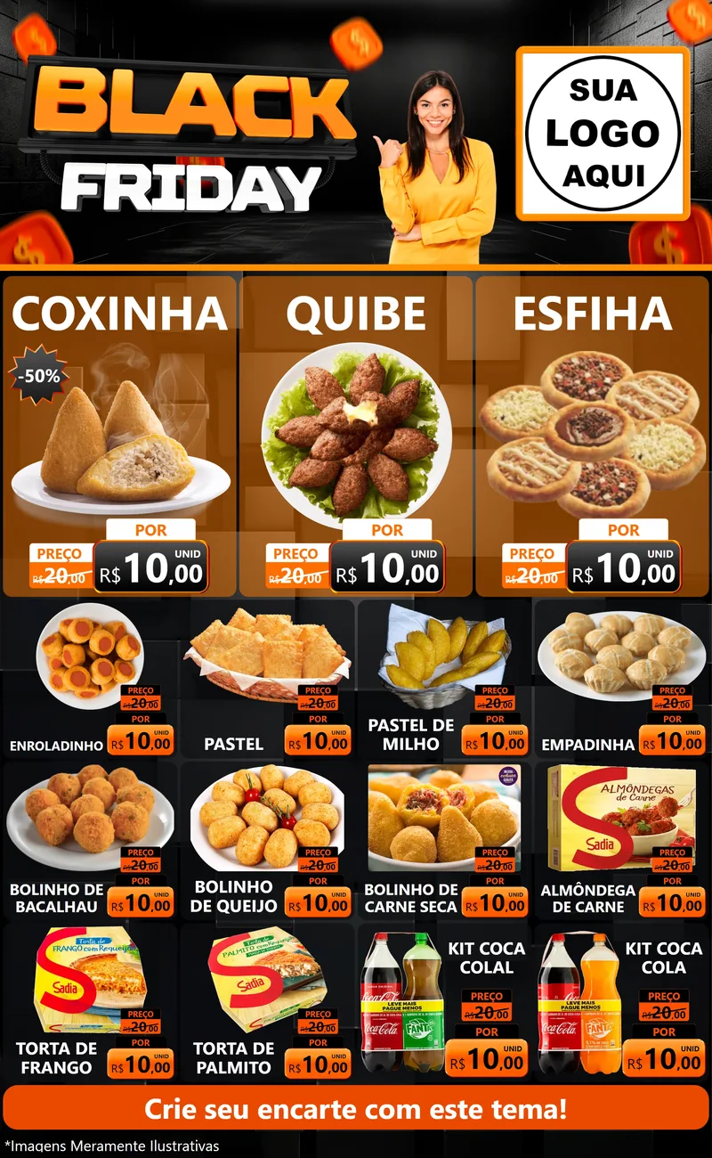 Modelo de Encarte para Encarte Grande com o tema Black Friday para Salgadaria