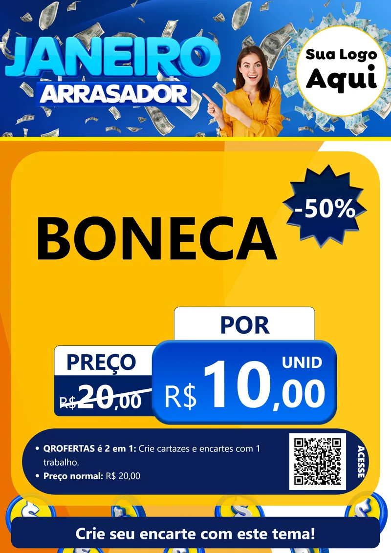 Modelo de Cartaz para Cartaz A4 Vertical com o tema Janeiro Arrasador para Brinquedos